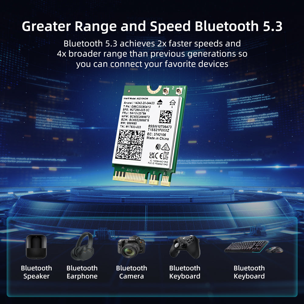 Intel AX210NGW Bluetooth 5.3 WiFi Card Support Windows 10/11