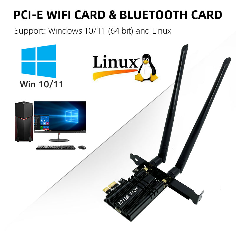 5374Mbps WiFi 6E Wireless Network Card 5G/6Ghz Wifi Adapter Bluetooth –  SyonCon